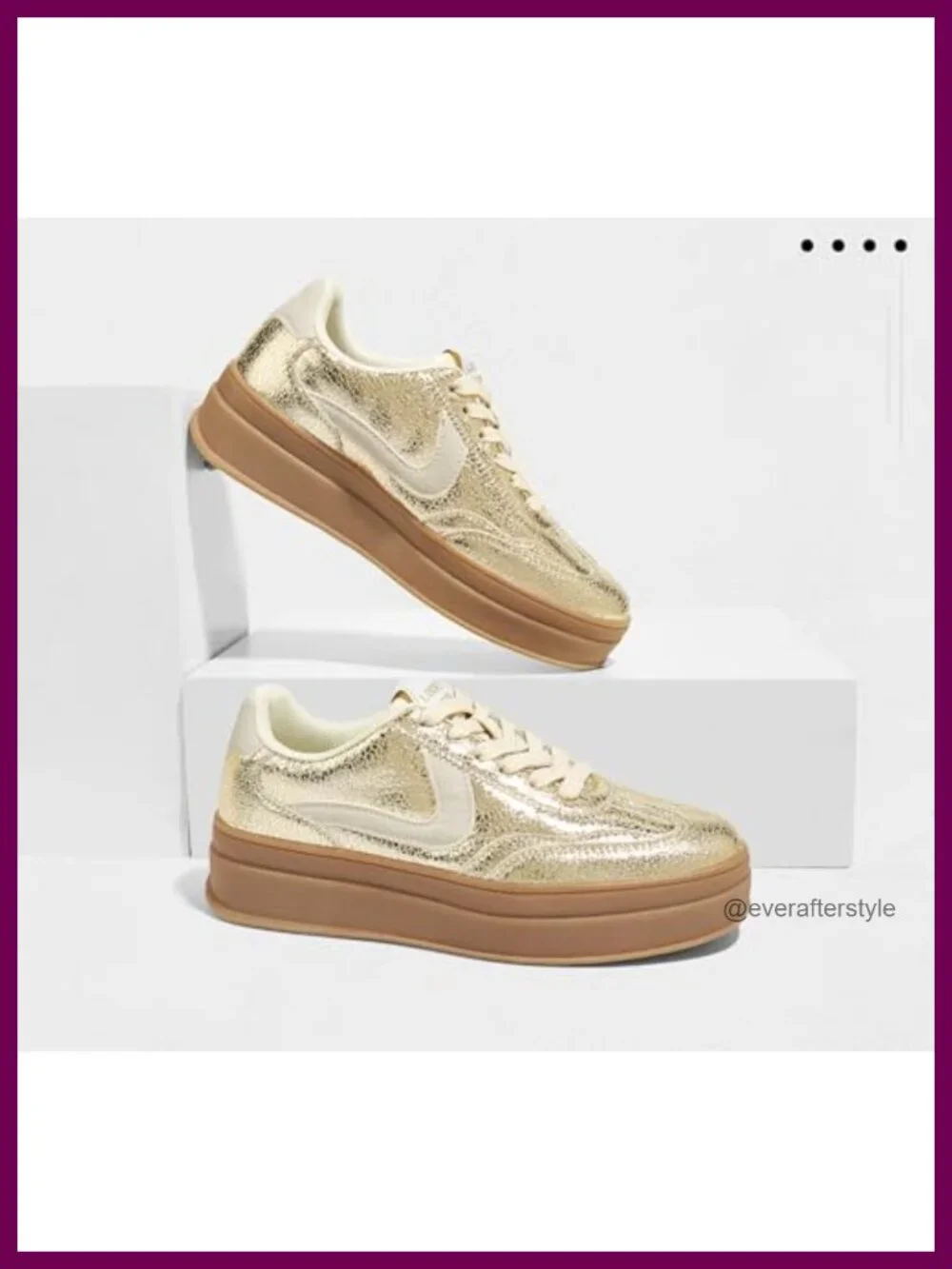 Women's Platform Fashion Sneakers Faux PU Leather Suede Lace-Up Retro Walking